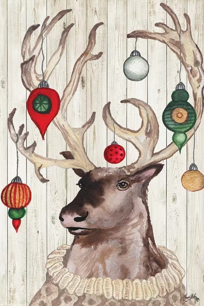 Christmas PRINTABLE Card Art Rudolph the Red Nosed Reindeer Print Gold Christmas Card Animal Silhouette Xmas Print Christmas Art Print